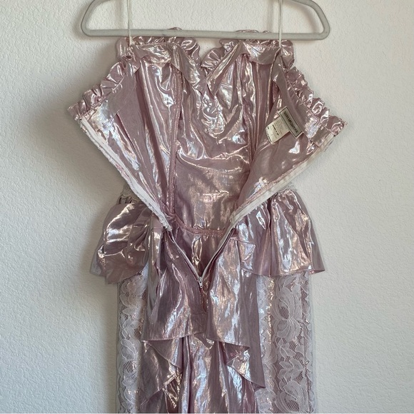 1980s Scott McClintock Metallic Pink & Lace Dress (A8) - Picture 8 of 14